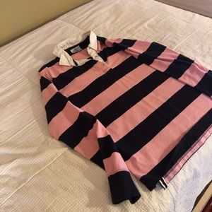 Front Row pink and navy Rugby shirt